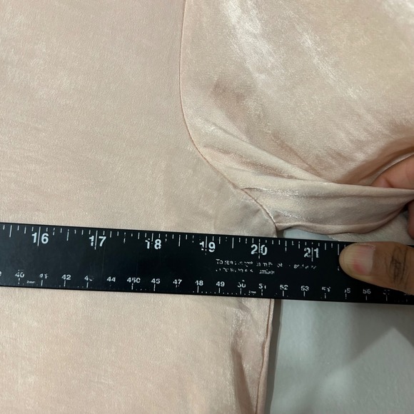 ZARA BASIC Womens Pink Satin V Neck Long Sleeve Blouse Top S - Picture 4 of 7